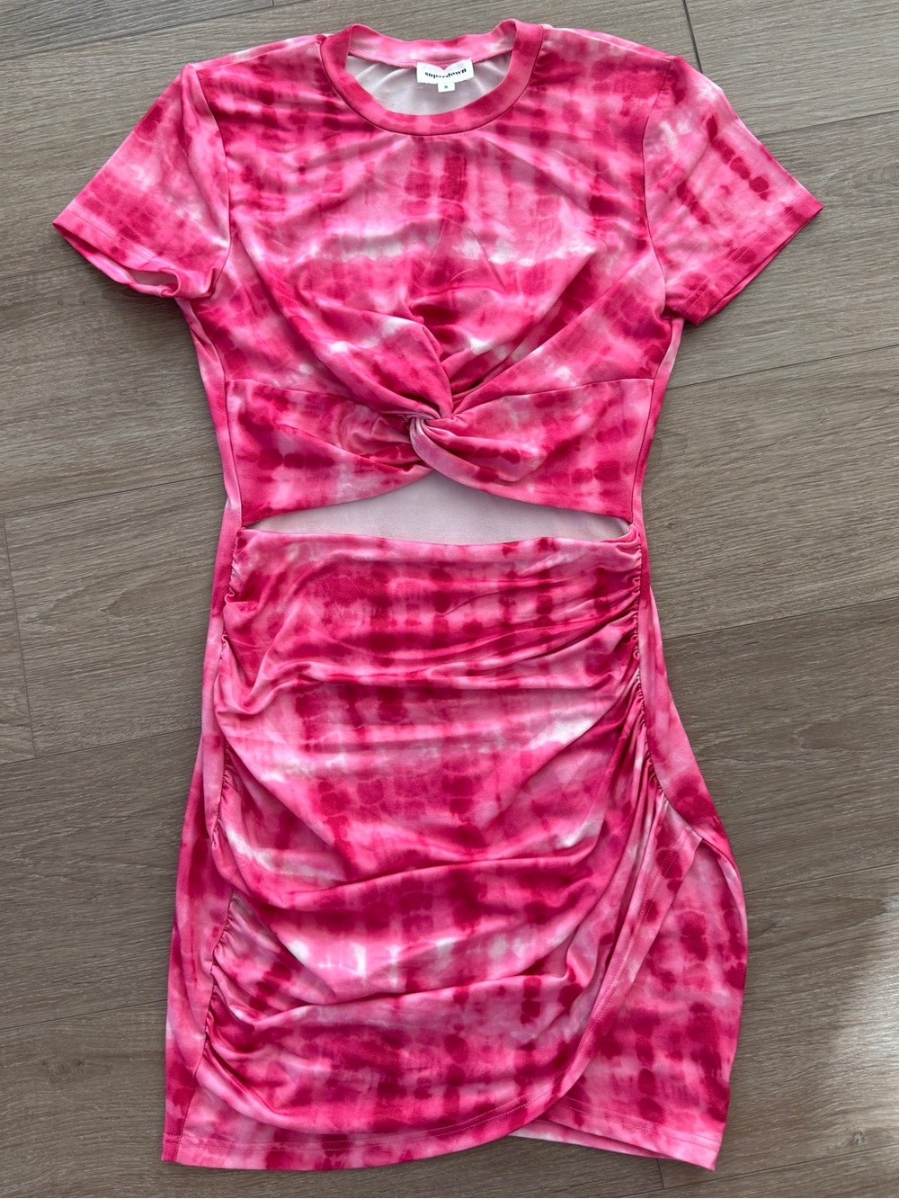 Superdown | Maureen Jersey Pink Tie Dye Twist Cutout Mini Dress | Small